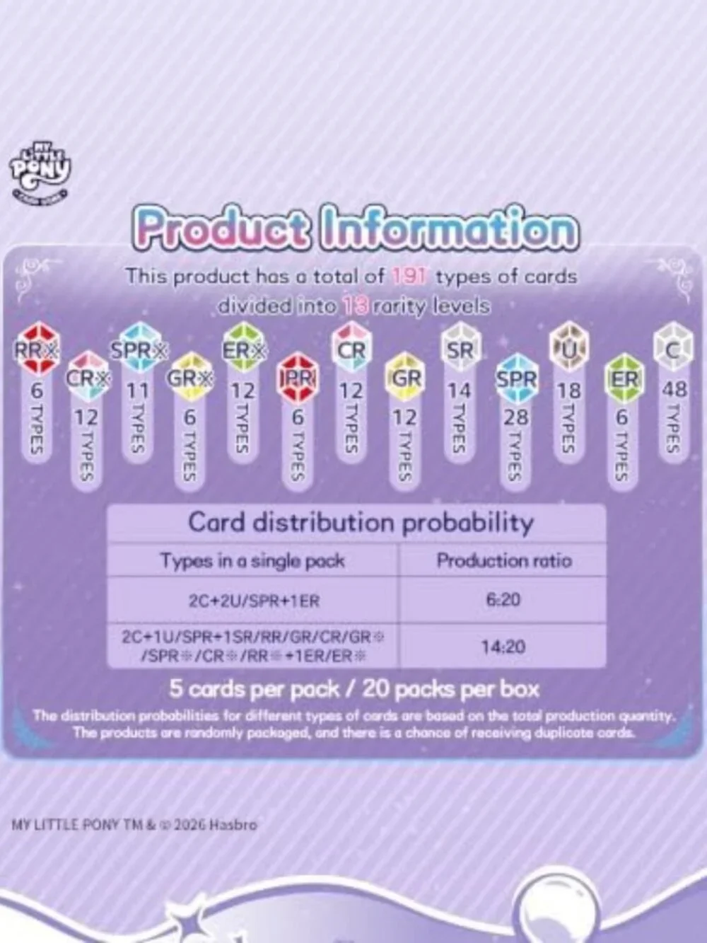 My Little Pony Trading Card Game - 20 Packs, 5 Cards Each, Fun for Ages 10